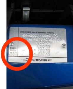 Waar vind je de Chevrolet kleurcodes? | handleiding | AutolakGigant